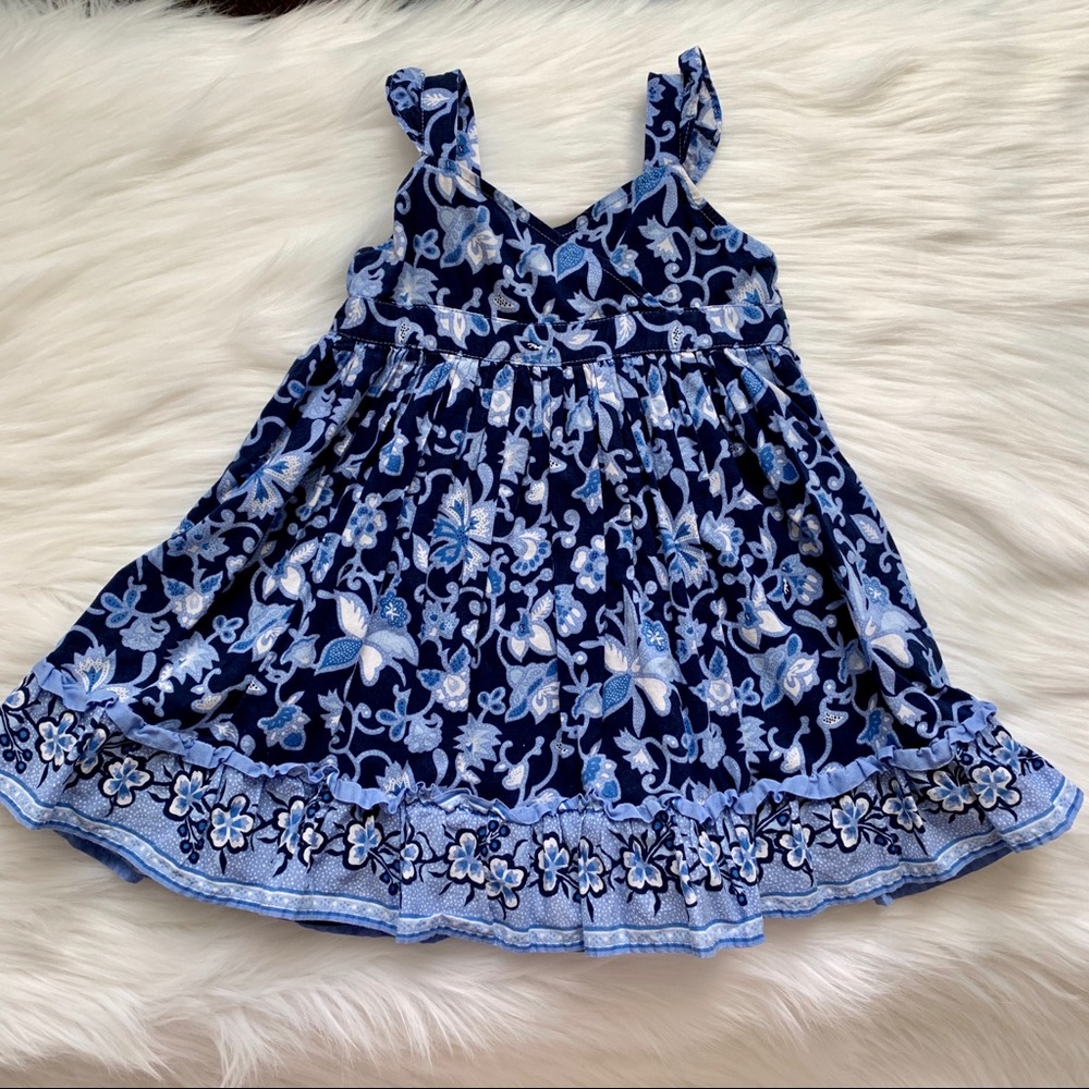 Baby Gap Baby Blue and Navy Floral Dress 12-18 M